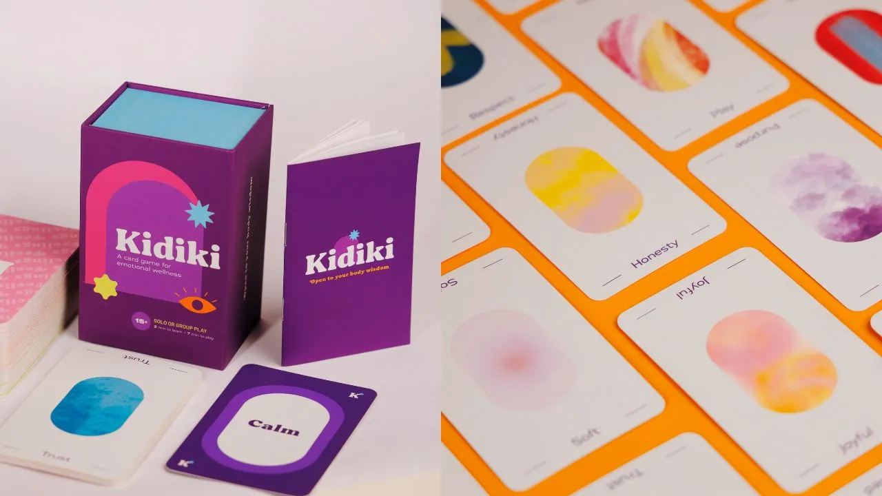 Kidiki is a simple 7-minute card game, created by a Malayali, that helps you identify emotions, name feelings, and find clarity.