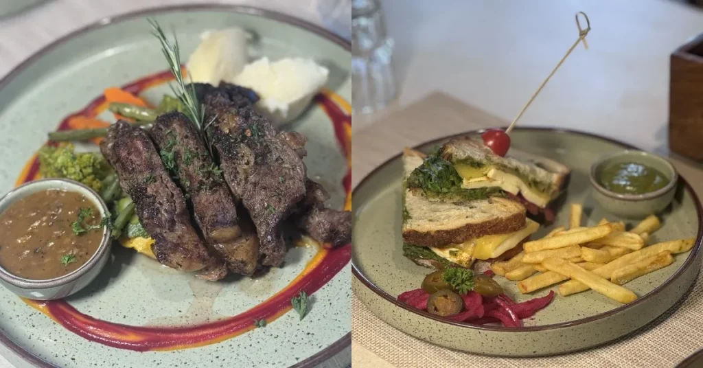 Rib Eye Steak and Pesto Paneer Sourdough Sandwich from The Townhouse Bistro Cafe